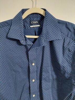 Chaps Men's Navy Blue Micro-Print Button-Down Shirt